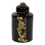 Банка с крышкой из фарфора с бронзовым цветочным элементом Eden Garden варинант исполнения - 1 | Loft Concept в Орле