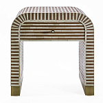 Тумбочка прикроватная с ящиком Tofino Stripes Bone Inlay Bedside Beige варинант исполнения - 1 | Loft Concept в Орле