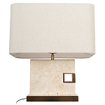 Настольная лампа с прямоугольным основанием из натурального камня c тканевым абажуром Lapis Tiburtinus варинант исполнения - 3 | Loft Concept в Орле