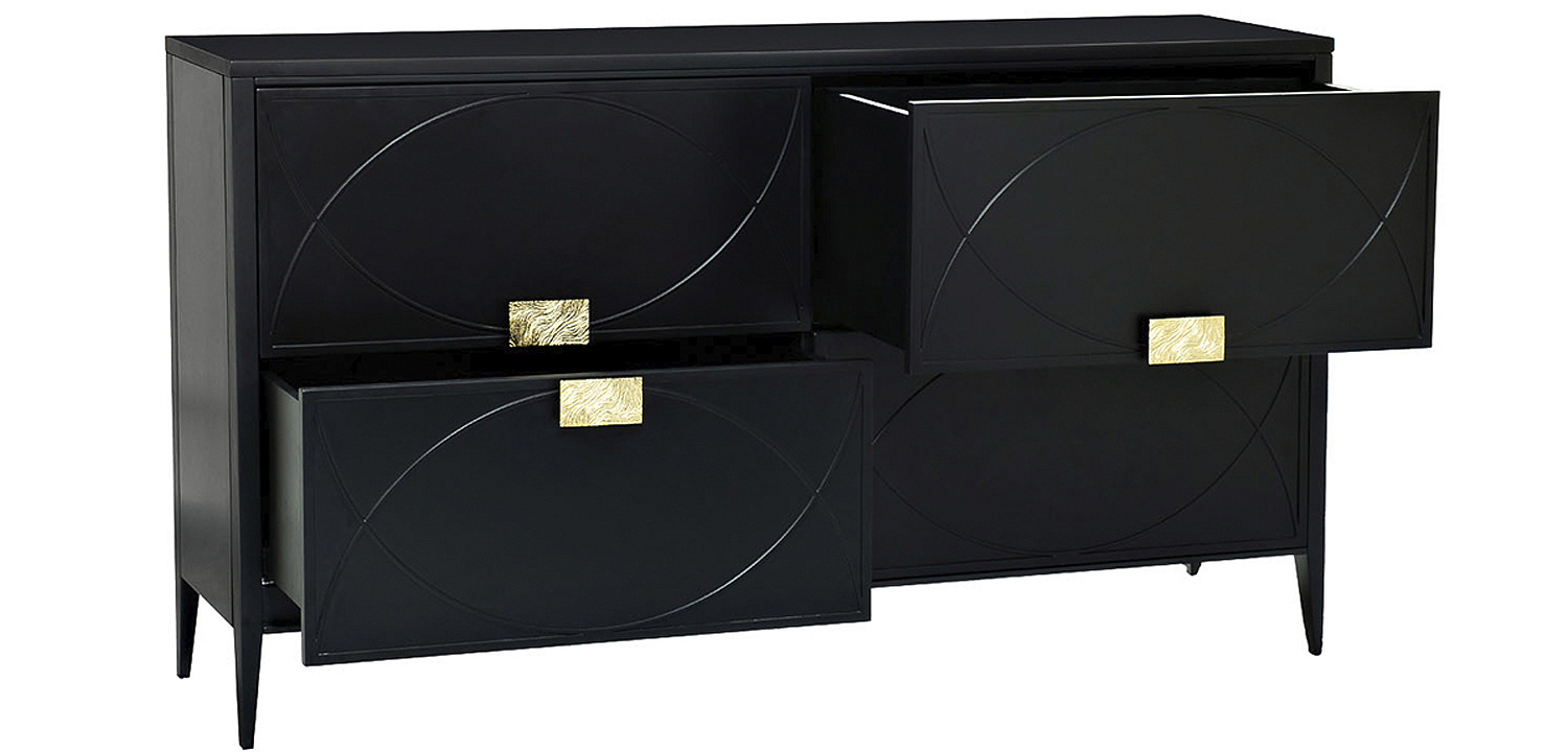 Комод с 4-мя ящиками Amelie Black Chest of Drawers Черный Комод с 4-мя ящиками Amelie Black Chest of Drawers Черный - Loft-Concept в Орле