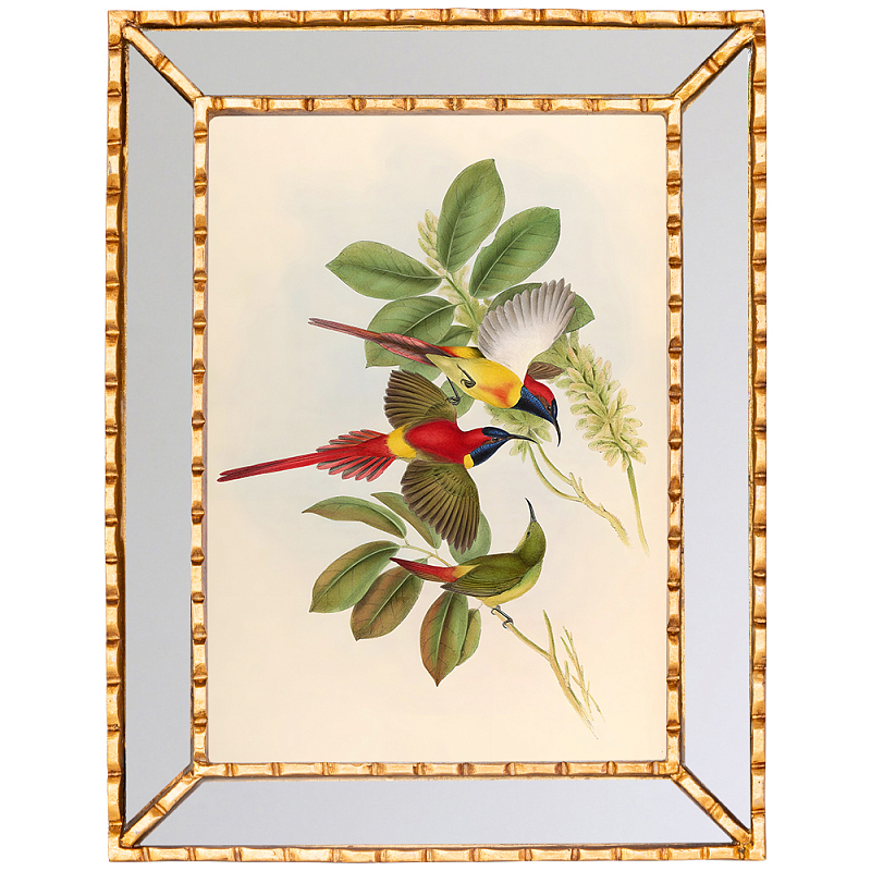 Постер с изображением птиц и цветов в зеркальной раме Blooming Birds Poster Золотой Мульти Бежевый Зеркало Постер с изображением птиц и цветов в зеркальной раме Blooming Birds Poster Золотой Мульти Бежевый Зеркало в Орле | Loft Concept