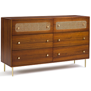 Комод с 6-ю ящиками с декором из ротанга Degarmo Chest of Drawers