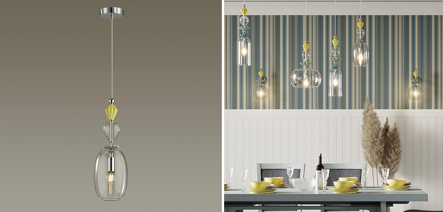 Подвесной светильник Iris Glas hanging lamp candy B chrome Подвесной светильник Iris Glas hanging lamp candy B chrome - Loft-Concept в Орле