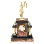 Часы настольные бронзовые из натурального камня Яшма с декором в виде Фемиды Themis Stone Clock варинант исполнения - 1 | Loft Concept в Орле