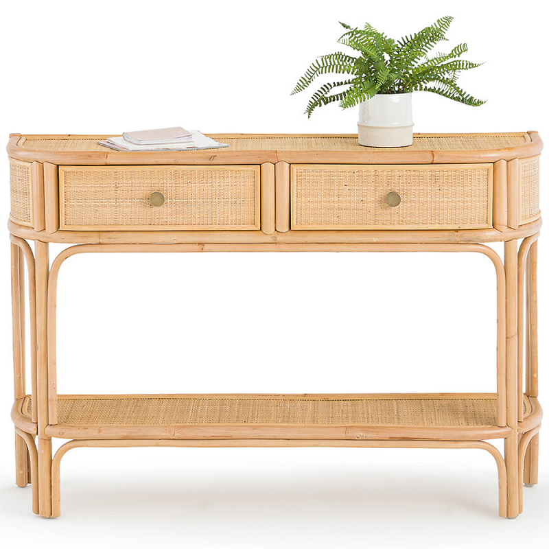 Консоль из плетеного ротанга с ящиками Armelle Rattan Console Древесина Латунь Консоль из плетеного ротанга с ящиками Armelle Rattan Console Древесина Латунь в Орле | Loft Concept