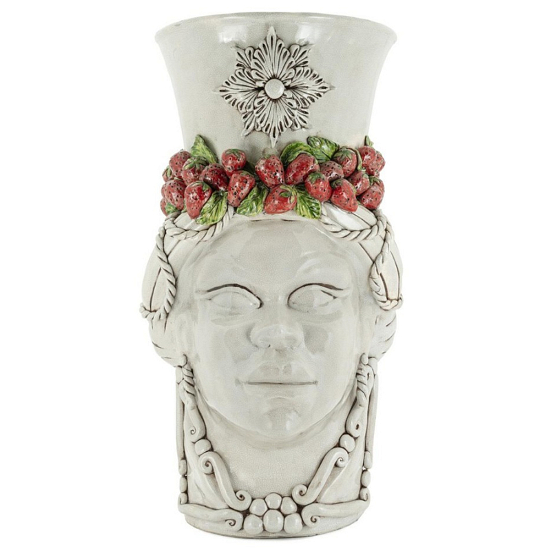 Ваза Vase Head Lady Giant Crakle Strawberry Бежевый Красный Ваза Vase Head Lady Giant Crakle Strawberry Бежевый Красный в Орле | Loft Concept