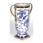 Ваза с бронзовыми ручками и синим цветочным узором Blue & White Ornament варинант исполнения - 2 | Loft Concept в Орле