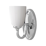 Бра для ванных комнат с белым стеклянным плафоном в форме бокала на овальном основании цвета хром с изогнутым держателем Feiss варинант исполнения - 1 | Loft Concept в Орле