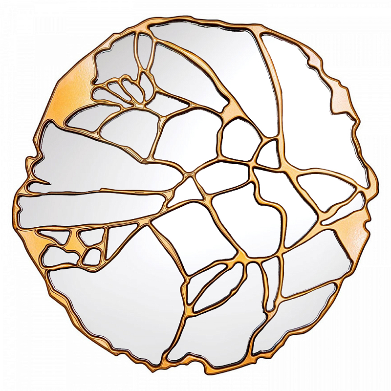 Зеркало кругле в декоративной раме золотого цвета Golden Ratio Золотой в Орле | Loft Concept 