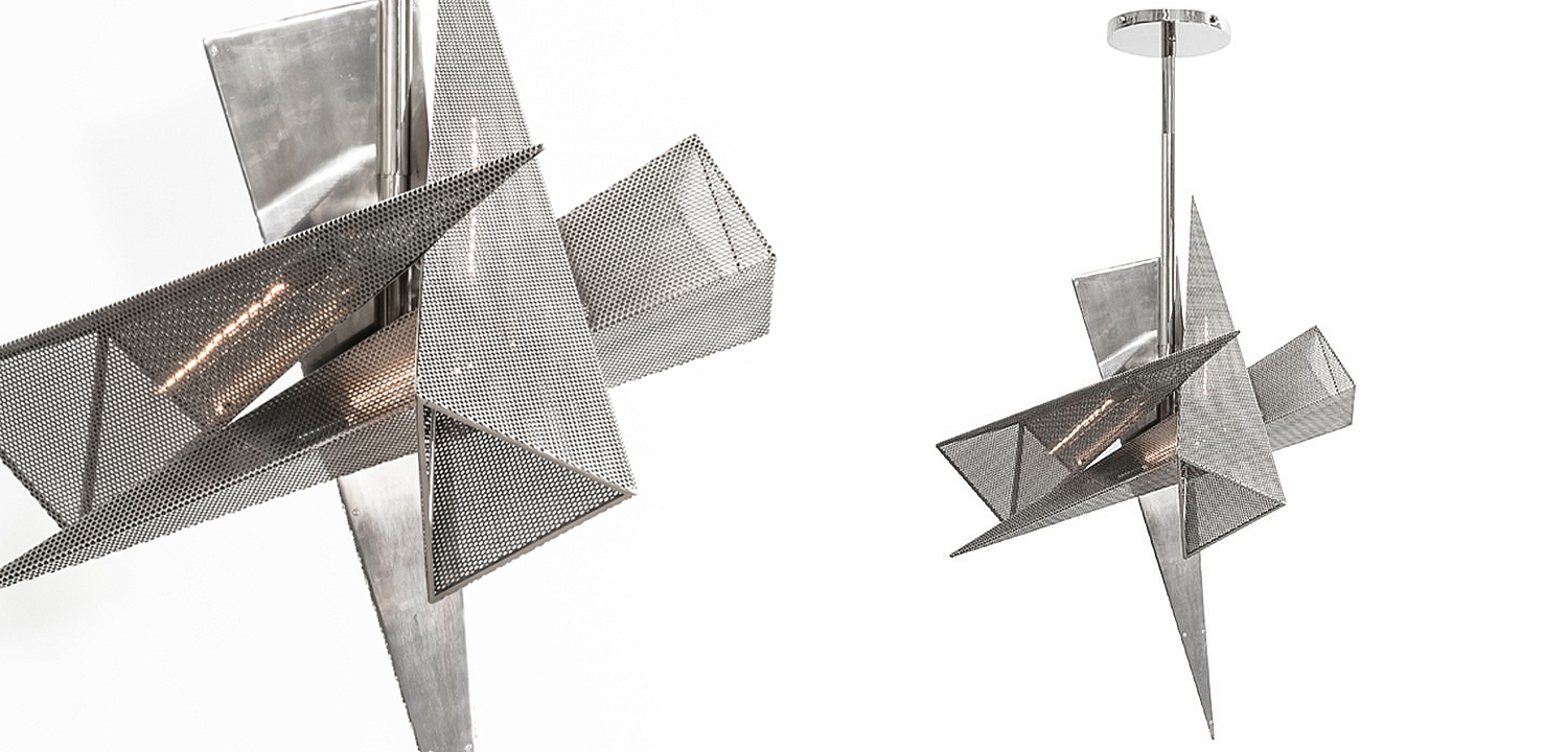 Люстра Susan Hornbeak TRYSTAN CHANDELIER - Silver Leafed Perforated Steel Pyramids Silver Люстра Susan Hornbeak TRYSTAN CHANDELIER - Silver Leafed Perforated Steel Pyramids Silver - Loft-Concept в Орле