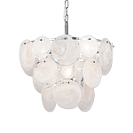 Люстра из белых стеклянных дисков на серебрянном каркасе White Glowing Reflectors варинант исполнения - 1 | Loft Concept в Орле