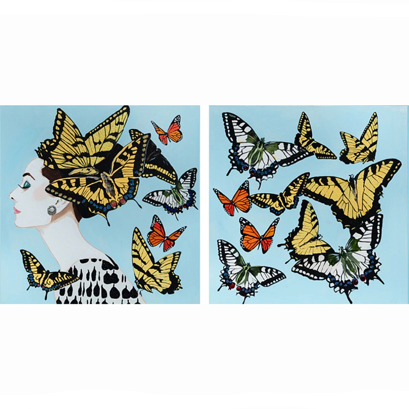 Картина Audrey Diptych With Butterfly Swarm on Beau Blue Мульти Картина Audrey Diptych With Butterfly Swarm on Beau Blue Мульти в Орле | Loft Concept