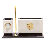 Настольный письменный набор из мрамора с часами и ручкой Marble Accessory варинант исполнения - 1 | Loft Concept в Орле