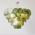 Люстра из зеленых стеклянных дисков с перламутровым эффектом Green Glowing Glaze варинант исполнения - 2 | Loft Concept в Орле