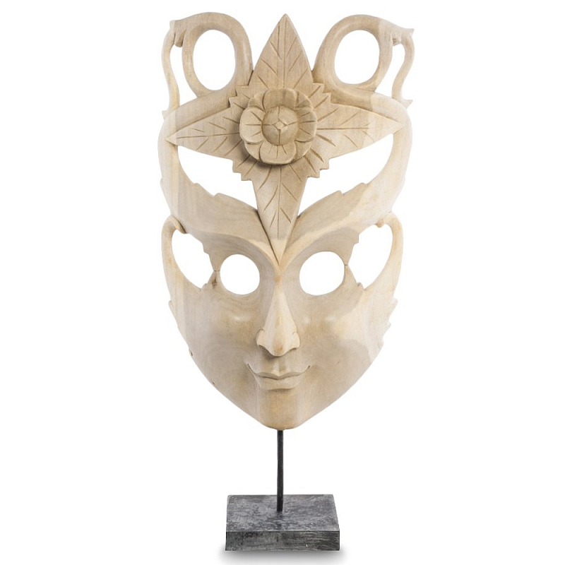 Маска ручной работы деревянная с резьбой Mask of Happiness Бежевый в Орле | Loft Concept 