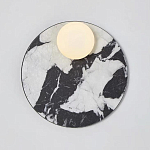 Бра круглое с каменным черно-белым основанием и плафоном из стекла Shaw Marble Lighting варинант исполнения - 1 | Loft Concept в Орле