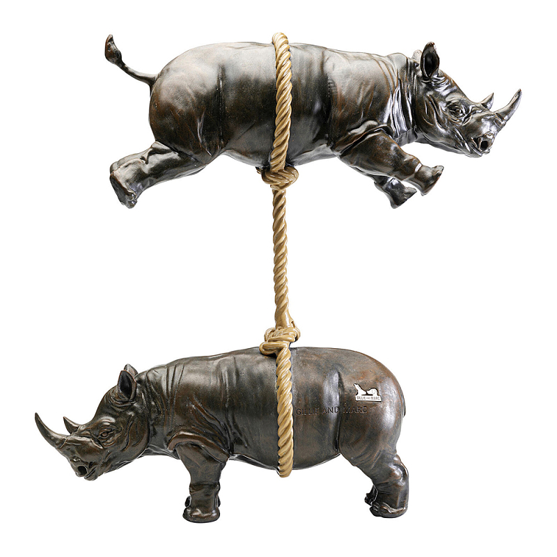 Декоративная статуя из стали Duo Rhinos Коричневый Песочный в Орле | Loft Concept 