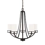 Люстра в цвете темная бронза с 5-ю белыми цилиндрическими плафонами Generation Lighting варинант исполнения - 1 | Loft Concept в Орле