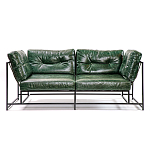 Диван Лофт Натуральная Винтажная кожа Зеленый Two Seat Encounter Leather Sofa варинант исполнения - 1 | Loft Concept в Орле