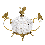 Конфетница из прозрачного рельефного стекла с ручками в виде стрекоз и фигуркой лебедя Eden Garden варинант исполнения - 1 | Loft Concept в Орле