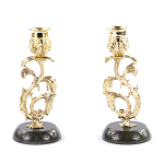 Подсвечники бронзовые на подставке из натурального камня нефрит Stone Candlestick варинант исполнения - 3 | Loft Concept в Орле