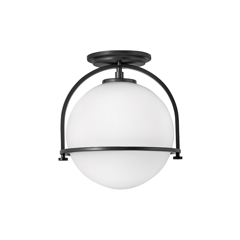 Потолочный светильник с плафоном в форме белого матового шара Hinkley Латунь Белый Никель Черный в Орле | Loft Concept 