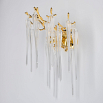 Бра золотого цвета с разветвленными ветвями и длинными прозрачными подвесками в форме стеклянных сосулек Droplet Chandelier варинант исполнения - 3 | Loft Concept в Орле