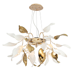 Люстра подвесная с белыми матовыми и золотыми глянцевыми листьями Wintery flovers варинант исполнения - 2 | Loft Concept в Орле