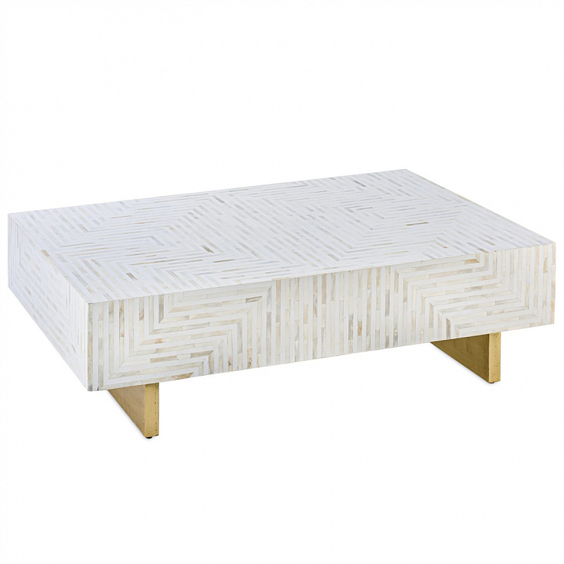 Журнальный стол Cream Indian Bone Inlay coffee table Кремовый Журнальный стол Cream Indian Bone Inlay coffee table Кремовый в Орле | Loft Concept