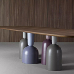 Обеденный стол деревянный с разноцветными фигурными ножками Cop варинант исполнения - 3 | Loft Concept в Орле