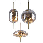 Подвесной светильник с гирляндой внутри 3-х стеклянных плафонов Garland Glass Trio Hanging Lamp варинант исполнения - 2 | Loft Concept в Орле