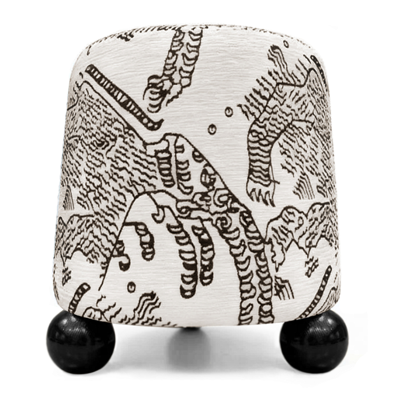 Пуф Wakonda Черно-Белый с Круглыми Черными ножками Белый Черный в Орле | Loft Concept 