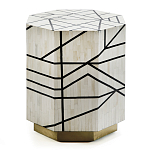 Приставной столик с инкрустацией Black and White Geometry bone bedside table варинант исполнения - 2 | Loft Concept в Орле