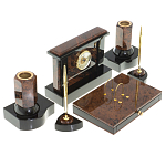 Настольный письменный набор с часами из природного камня обсидиана Royal Stone варинант исполнения - 2 | Loft Concept в Орле