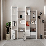 Стеллаж прямой ассиметричный с полками и 4-мя дверцами ARYA BOOKCASE WHITE варинант исполнения - 4 | Loft Concept в Орле