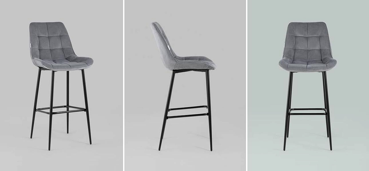 Стул Полубарный NANCY Chair посадка 75 см Серый Велюр Стул Полубарный NANCY Chair посадка 75 см Серый Велюр - Loft-Concept в Орле