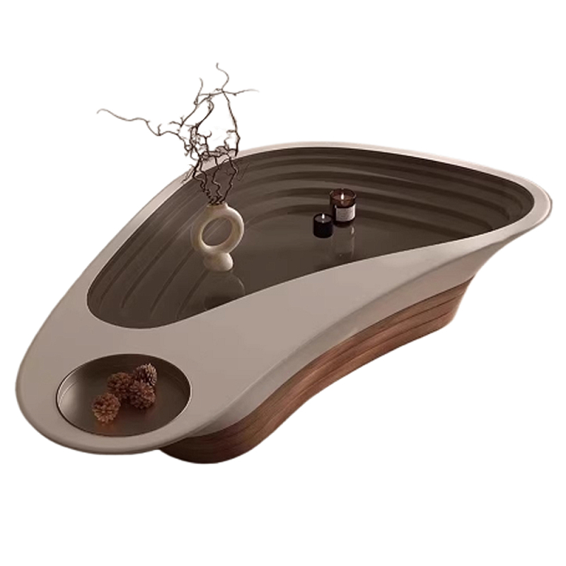 Журнальный столик фигурный со стеклянной столешницей Table Drop Коричневый Кремовый в Орле | Loft Concept 