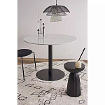 Круглый обеденный стол с белой мраморной столешницей White Tabletop on Black Base варинант исполнения - 3 | Loft Concept в Орле
