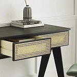 Дизайнерский письменный стол матово-чёрного цвета с 2-мя плетеными ящиками Glade Desk варинант исполнения - 1 | Loft Concept в Орле