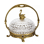 Конфетница из прозрачного рельефного стекла с ручкой и фигуркой лебедя Eden Garden варинант исполнения - 1 | Loft Concept в Орле