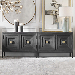 Тумба черная из дерева двухдверная Geometric Double Door Nightstand варинант исполнения - 4 | Loft Concept в Орле