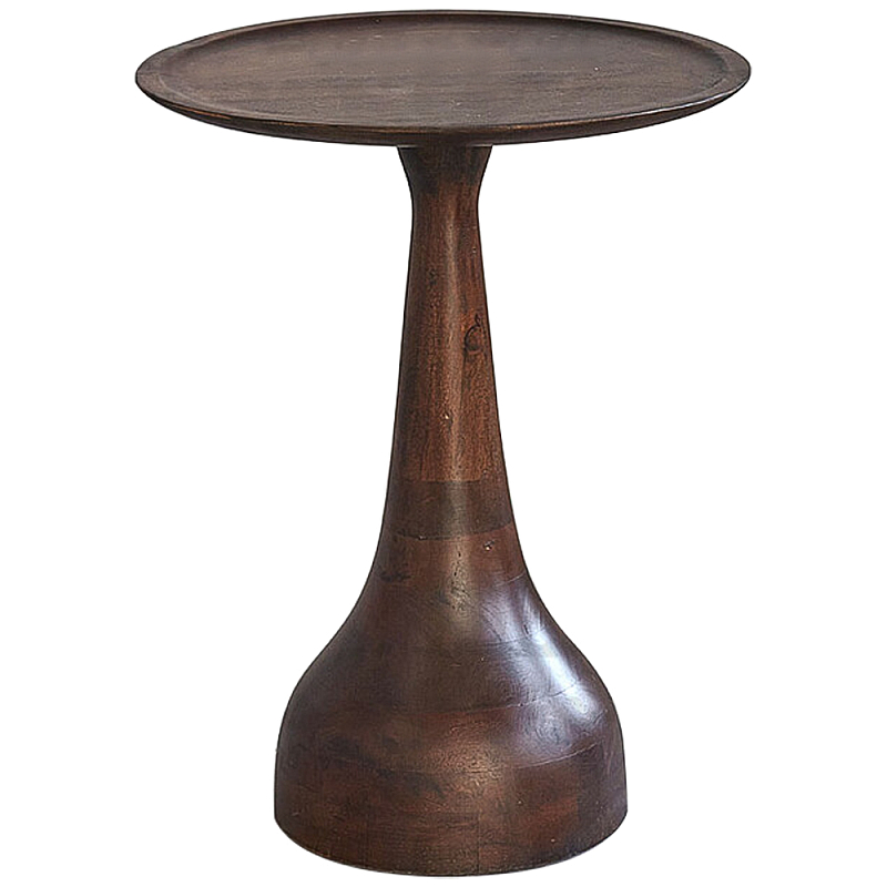 Приставной круглый столик из массива акации Veras Side Table Brown Коричневый Приставной круглый столик из массива акации Veras Side Table Brown Коричневый в Орле | Loft Concept