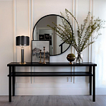 Настольная лампа с чёрным тканевым абажуром и металлическим корпусом золотого цвета Golden Arc варинант исполнения - 4 | Loft Concept в Орле