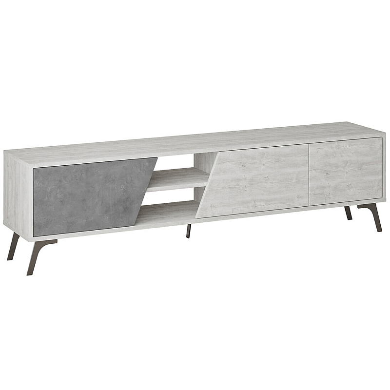 ТВ-тумба с 3-мя дверцами и полками Grey Albe TV Stand Черный Белый Серый в Орле | Loft Concept 