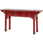 Деревянная консоль в китайском стиле с 2-мя ящиками с резным декором красная Yan Chinese Console Table варинант исполнения - 2 | Loft Concept в Орле