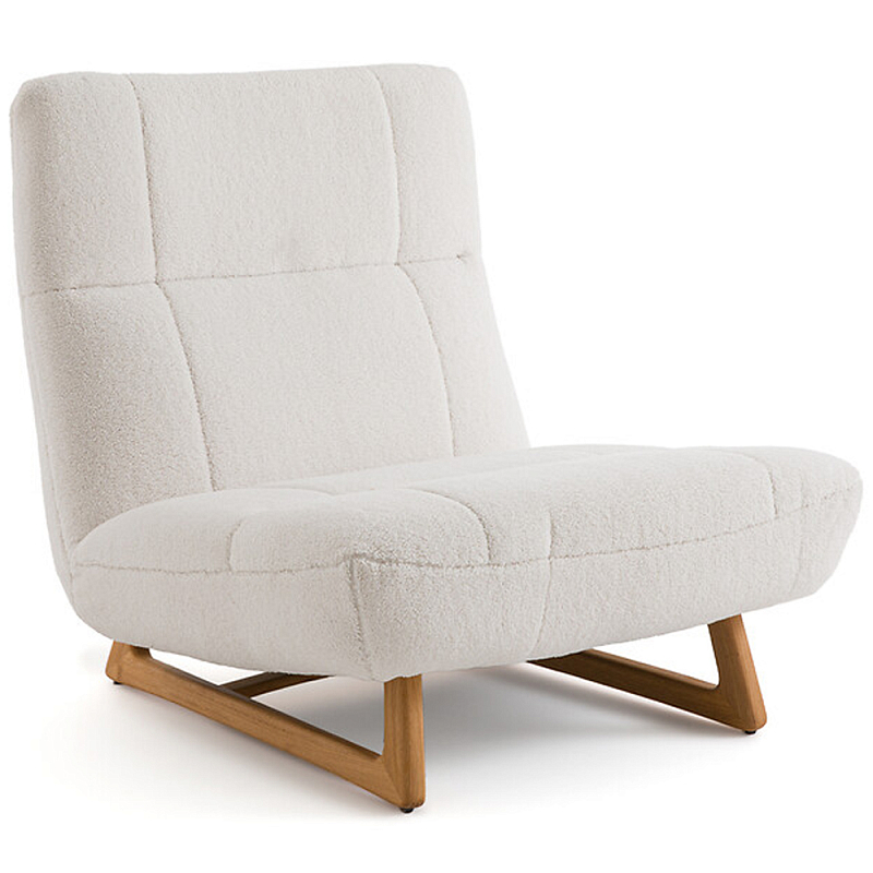 Кресло с обивкой букле Lino White Boucle Armchair Молочный Золотой дуб Кресло с обивкой букле Lino White Boucle Armchair Молочный Золотой дуб в Орле | Loft Concept