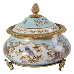 Шкатулка с крышкой из голубого фарфора с риунком птиц и цветов Blue Garden варинант исполнения - 1 | Loft Concept в Орле