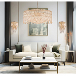 Люстра круглая с хрустальными подвесками на золотистом каркасе Roul Crystal Light варинант исполнения - 11 | Loft Concept в Орле