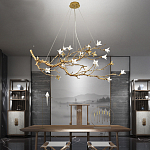 Люстра в виде золотой ветки с цветами Glass Flower Pendant Light варинант исполнения - 5 | Loft Concept в Орле