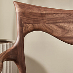 Стул деревянный с мягким сиденьем из коричневой натуральной кожи Moon Walnut Furniture варинант исполнения - 8 | Loft Concept в Орле